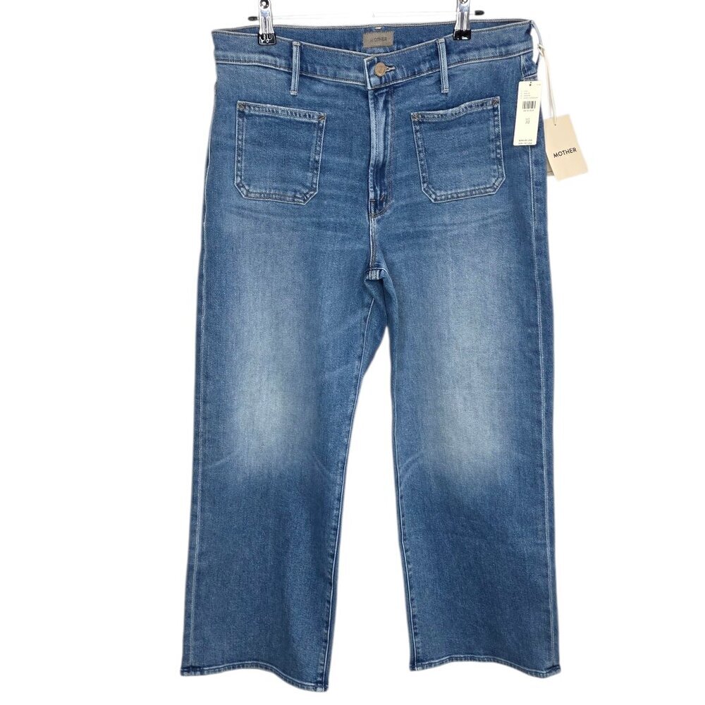 MOTHER The Maven Patch Pocket Mid-Rise Wide-Leg Ankle Jeans, Avant Gardener, 32